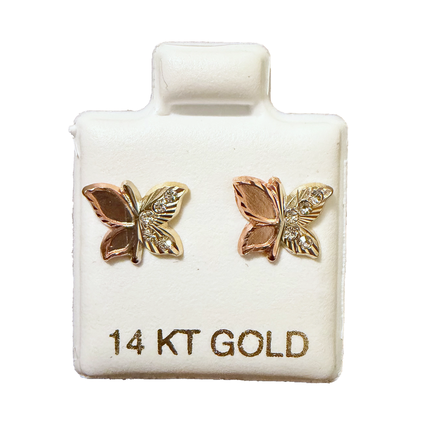 14K 3C Butterfly Stud Earrings