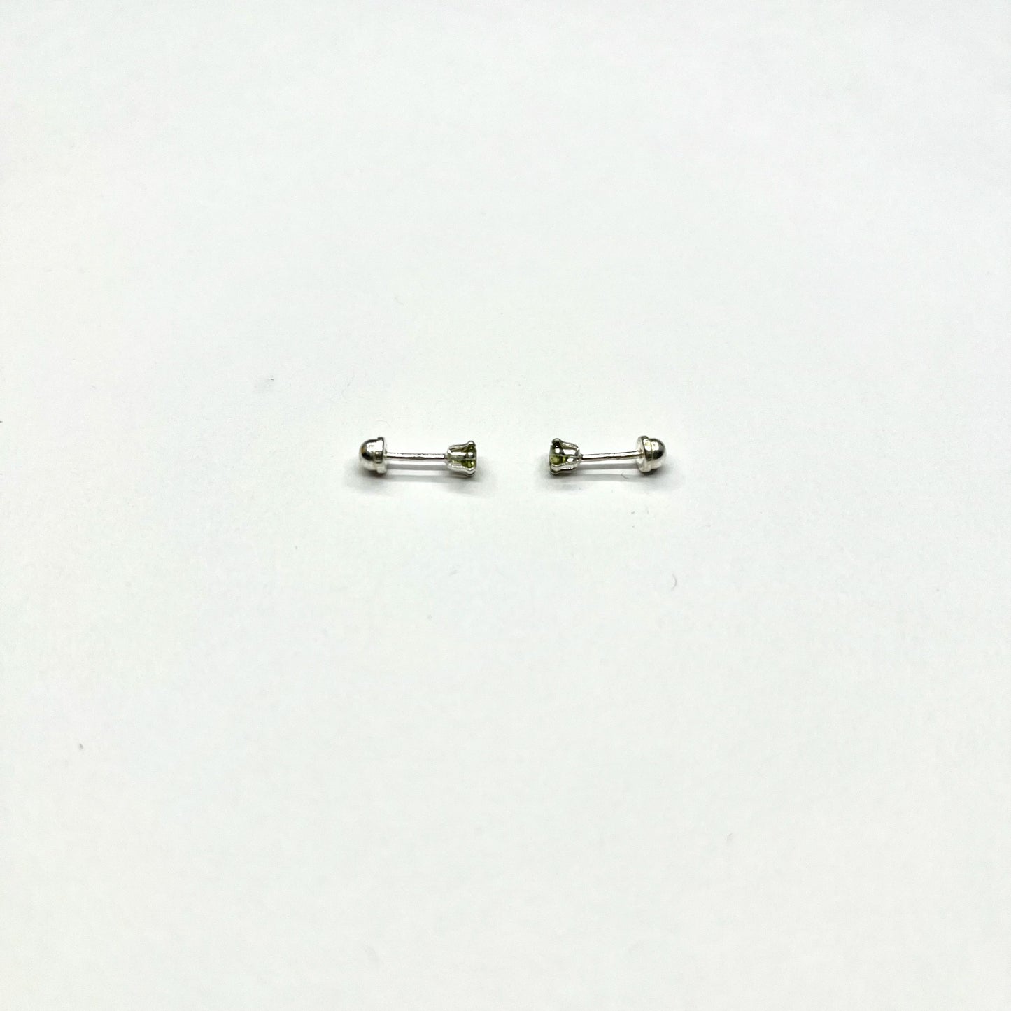 Sterling Silver Yellow CZ 6 Prong Mini Stud Earrings (AUG)