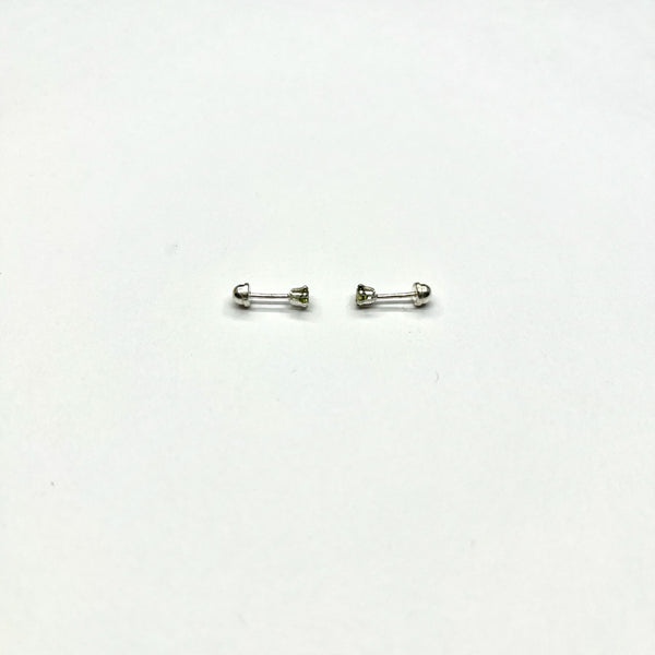 Sterling Silver Yellow CZ 6 Prong Mini Stud Earrings (AUG)