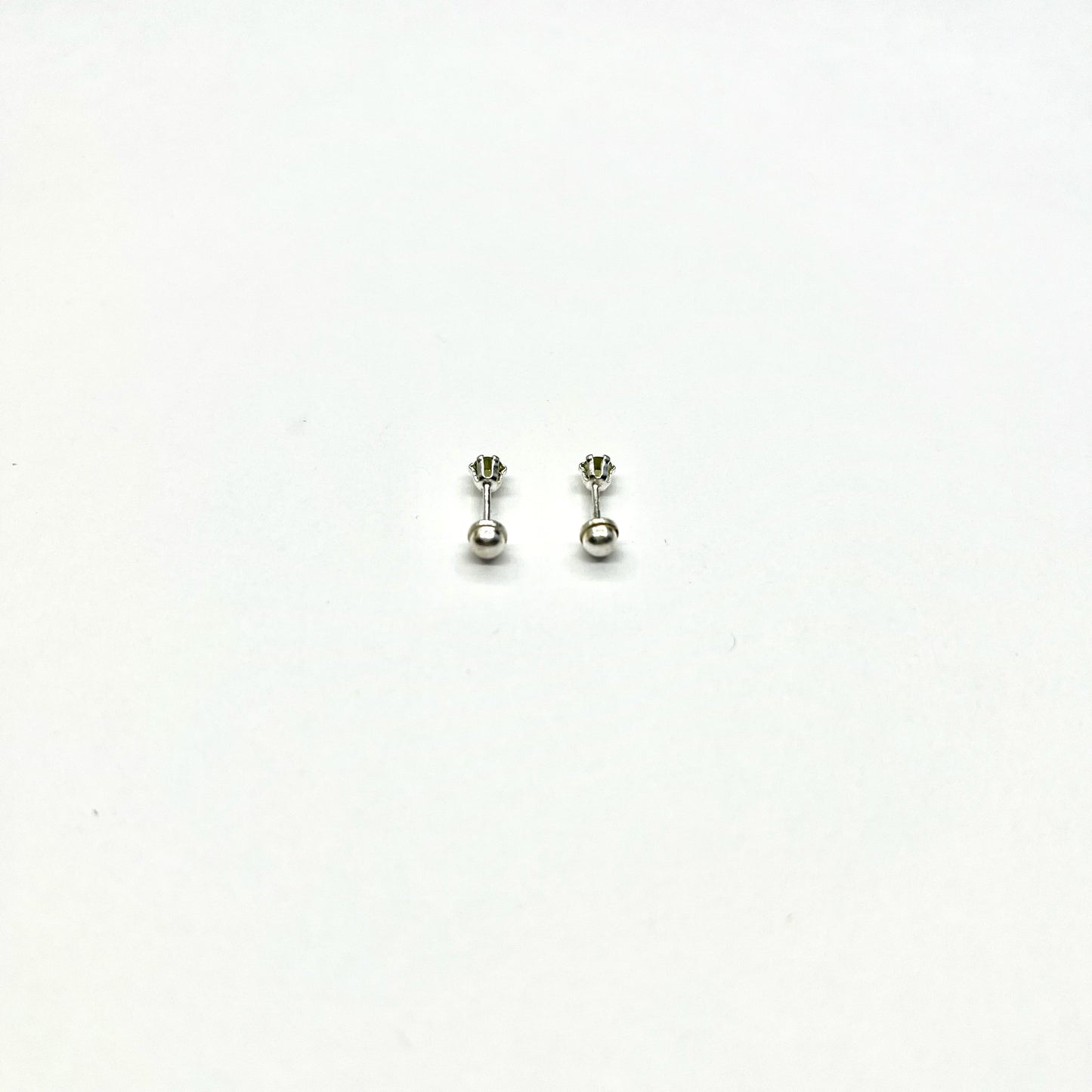 Sterling Silver Yellow CZ 6 Prong Mini Stud Earrings (AUG)