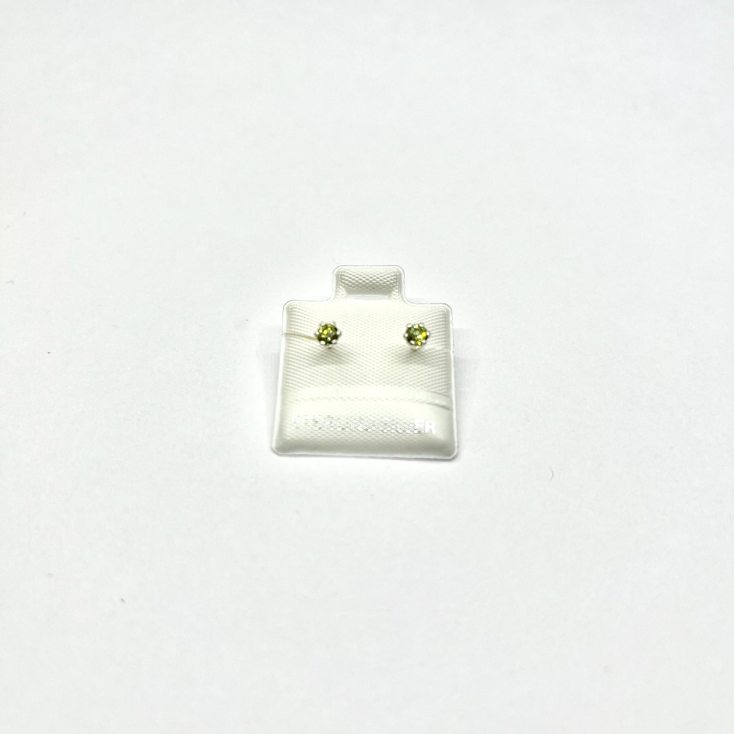 Sterling Silver Yellow CZ 6 Prong Mini Stud Earrings (AUG)