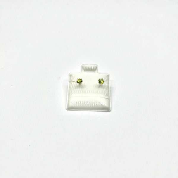Sterling Silver Yellow CZ 6 Prong Mini Stud Earrings (AUG)