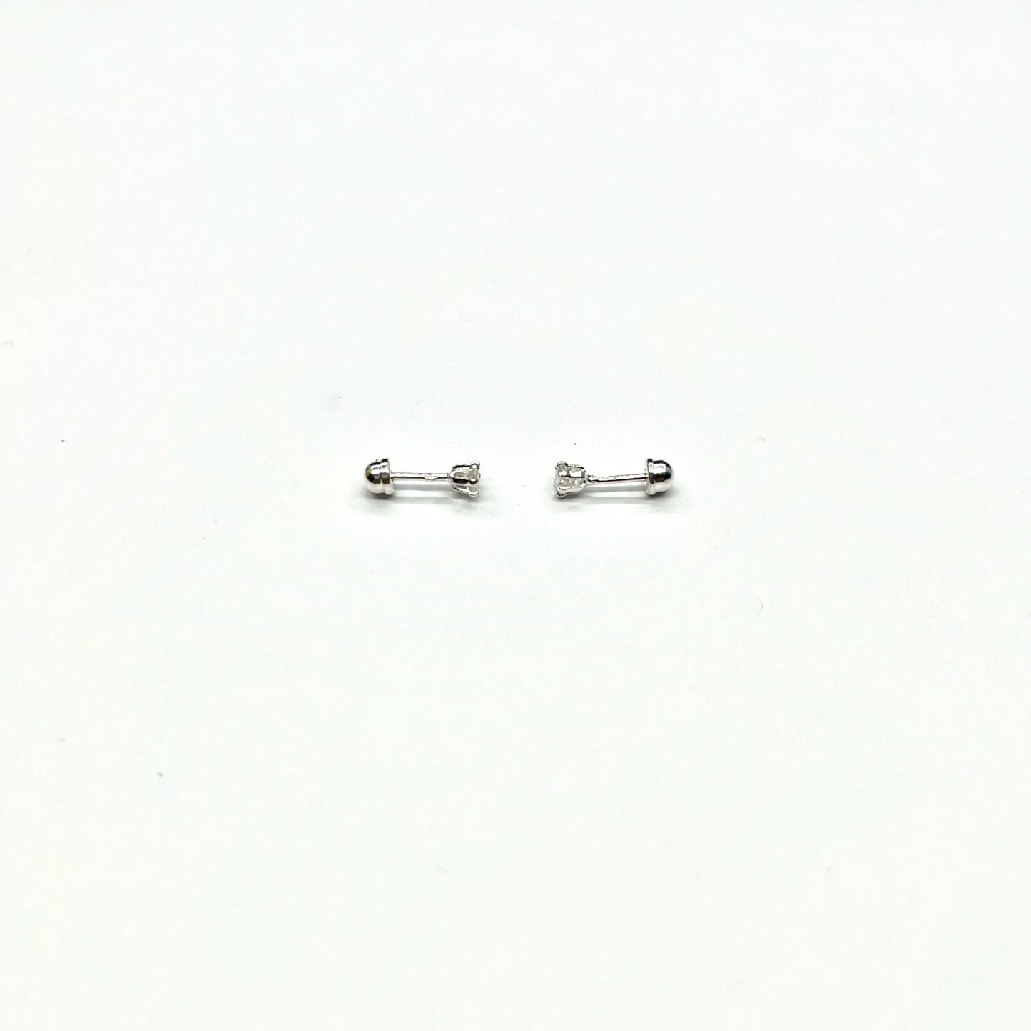 Sterling Silver CZ 6 Prong Tiny Stud Earrings