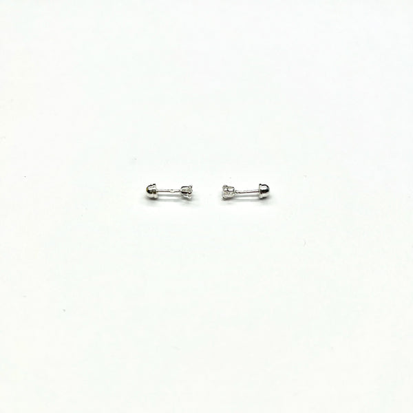 Sterling Silver CZ 6 Prong Tiny Stud Earrings