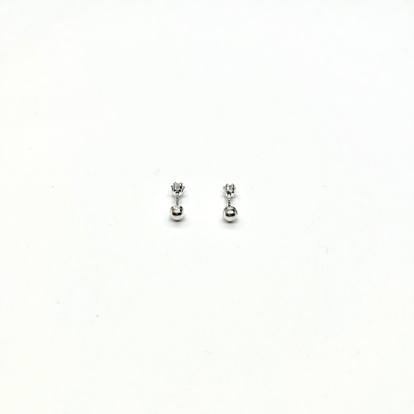 Sterling Silver CZ 6 Prong Tiny Stud Earrings