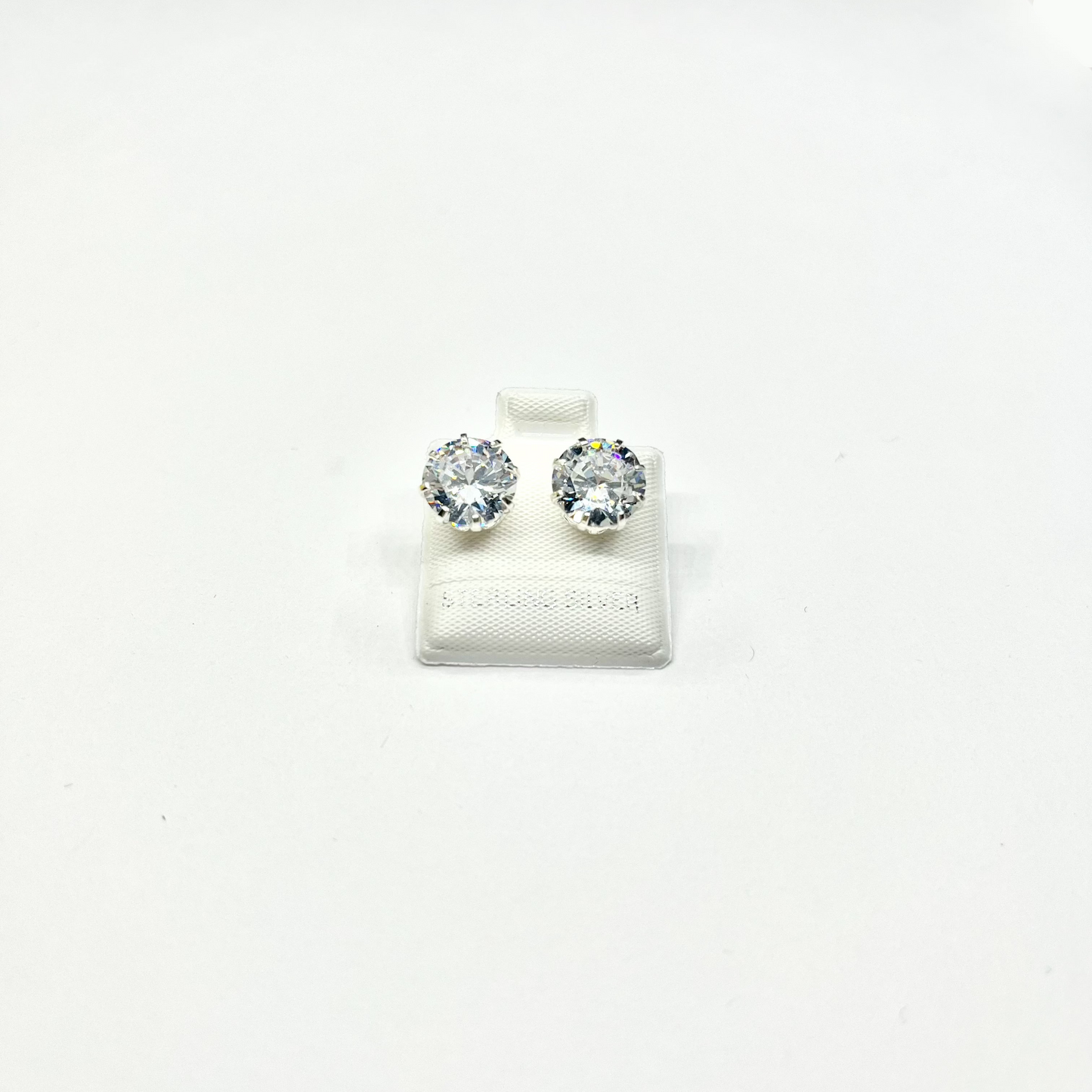 Sterling Silver CZ 8 Prong Large Stud Earrings