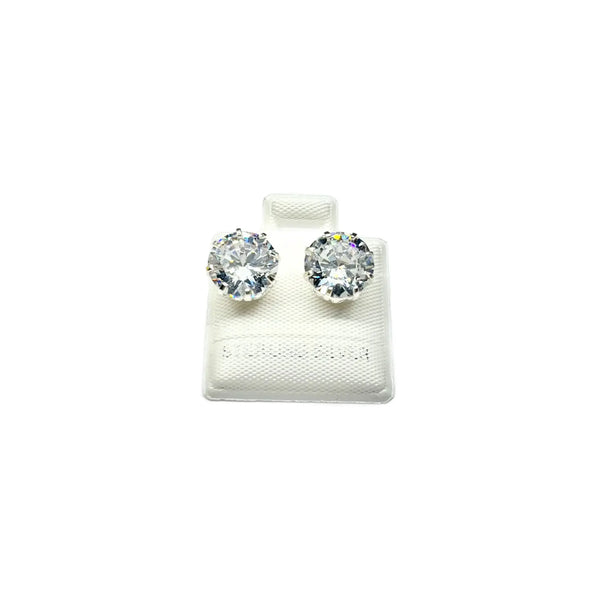 Sterling Silver CZ 8 Prong Large Stud Earrings