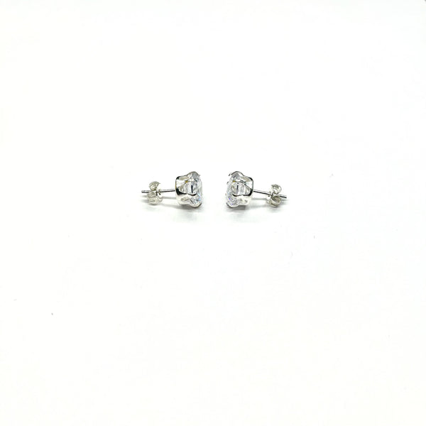 Sterling Silver CZ 8 Prong Large Stud Earrings