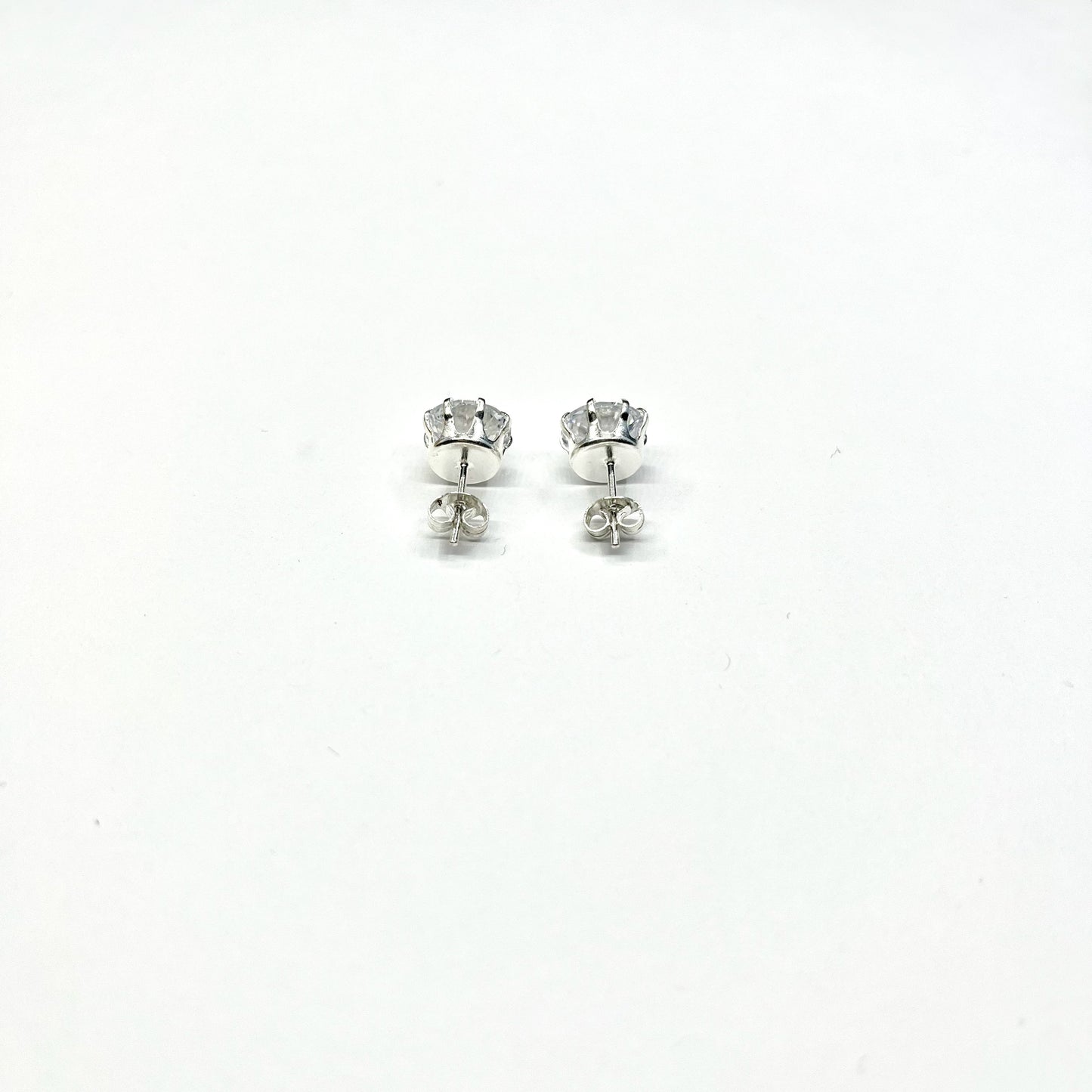 Sterling Silver CZ 8 Prong Large Stud Earrings