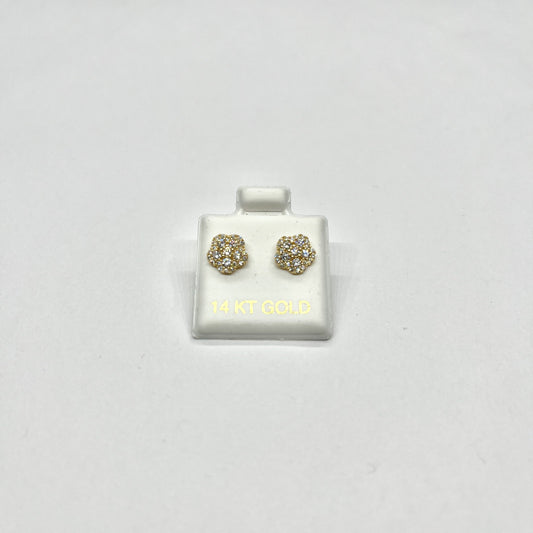 Golden Bloom CZ Studs – 14K Gold Earring with Cluster Design