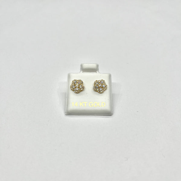 Golden Bloom CZ Studs – 14K Gold Earring with Cluster Design