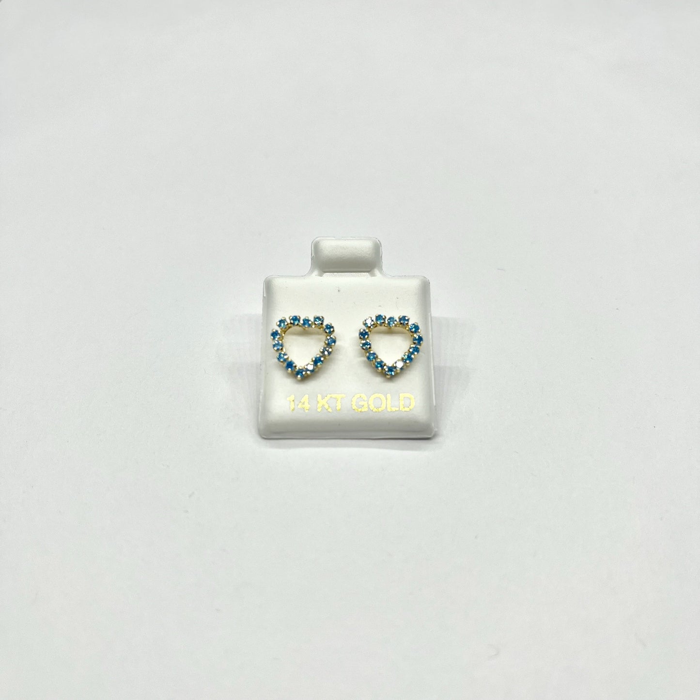 14K Gold CZ Heart Stud Earrings