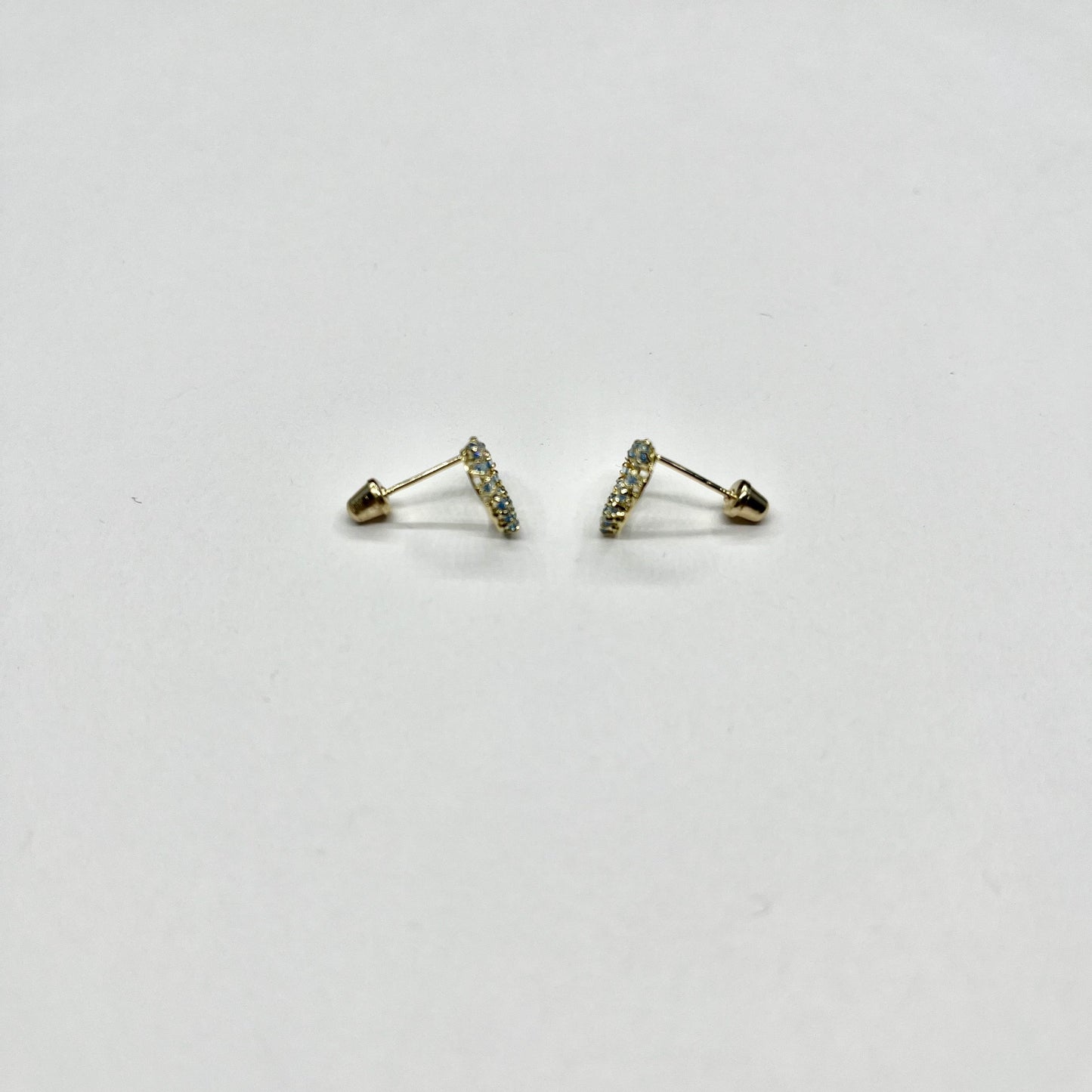 14K Gold CZ Heart Stud Earrings