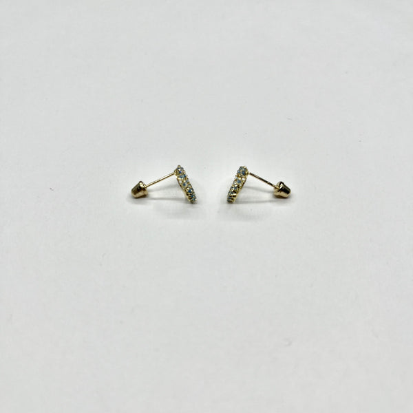 14K Gold CZ Heart Stud Earrings