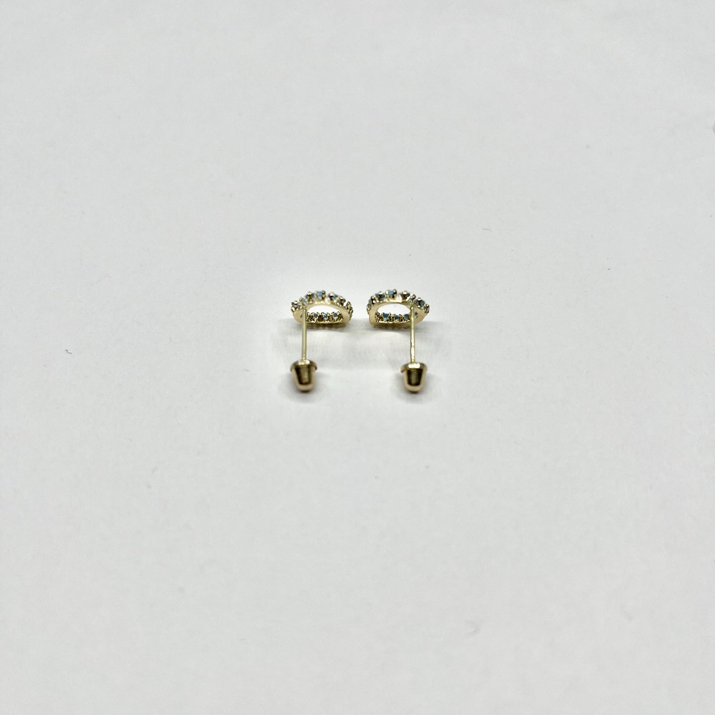 14K Gold CZ Heart Stud Earrings