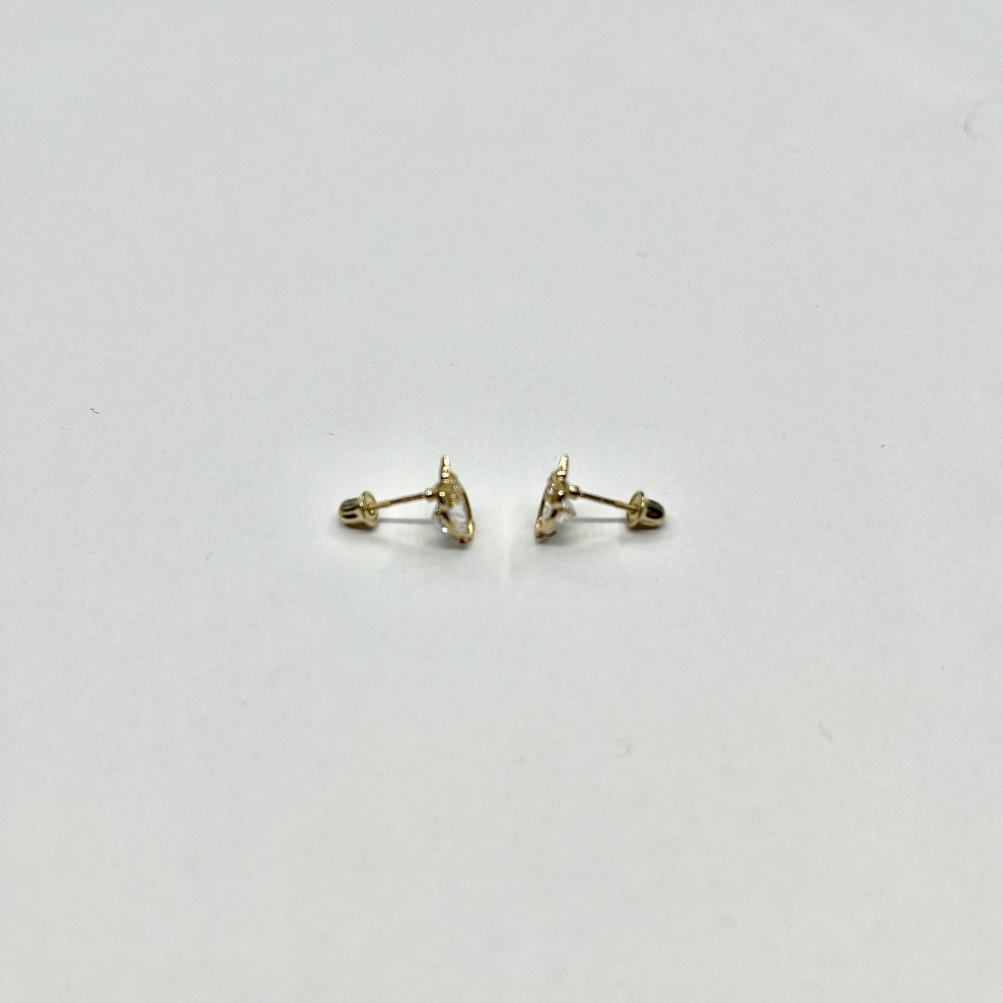 14K Gold CZ Owl Stud Earrings