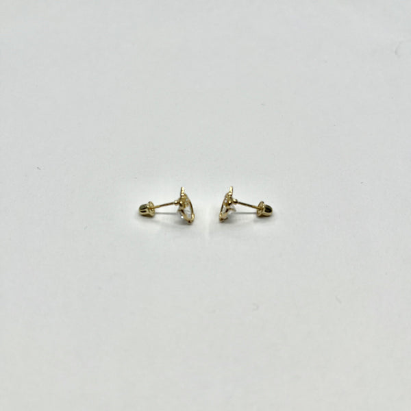 14K Gold CZ Owl Stud Earrings