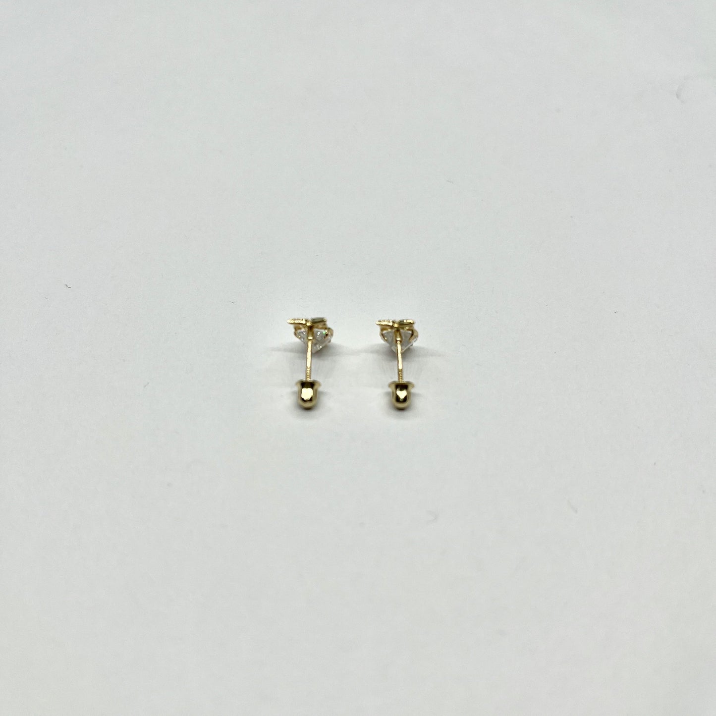 14K Gold CZ Owl Stud Earrings