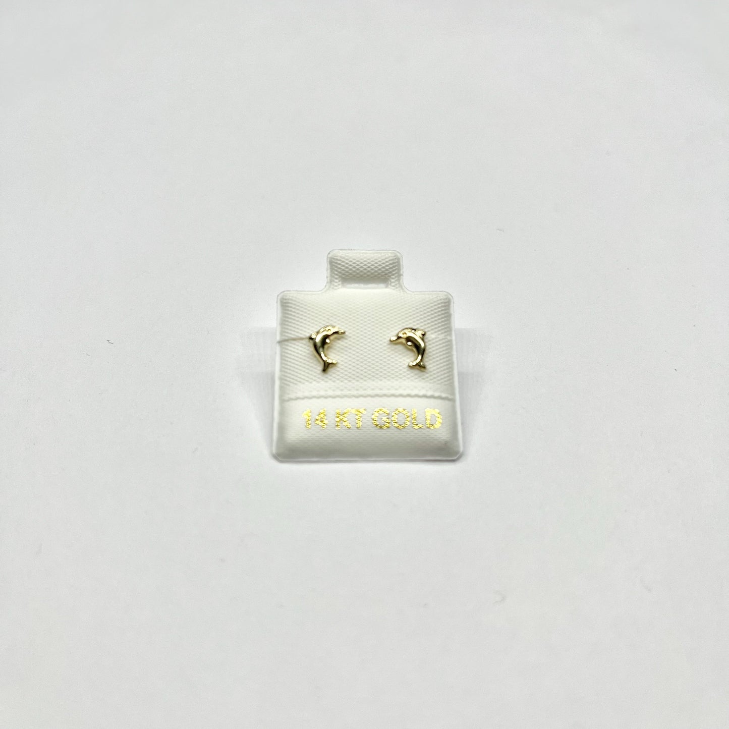 14KY Dolphin Stud Earrings with Screw Back