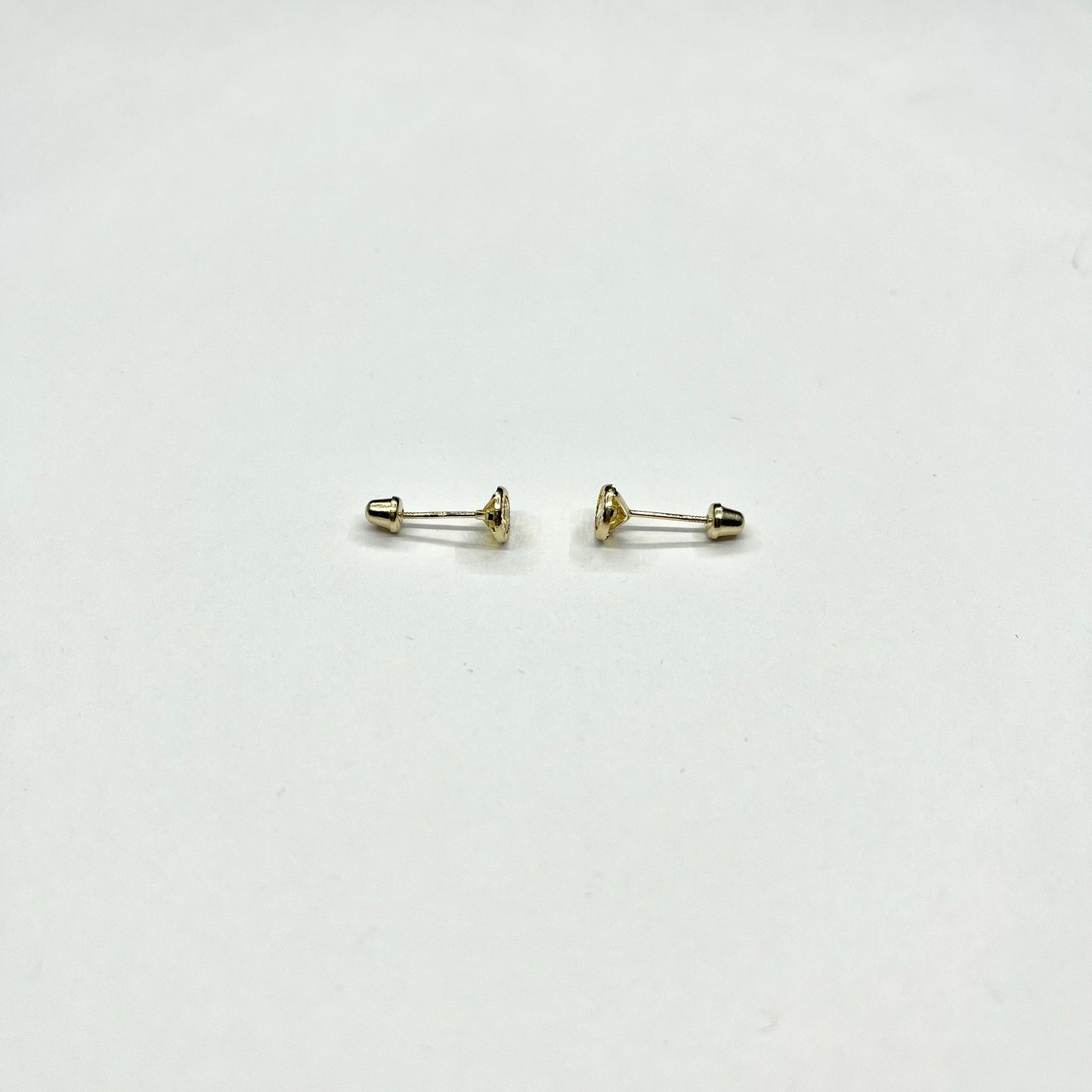 14KY 4mm Round CZ Solitaire DC Screw Back Stud Earrings (NOV)