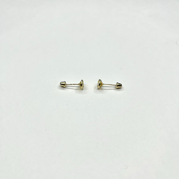14KY 4mm Round CZ Solitaire DC Screw Back Stud Earrings (NOV)