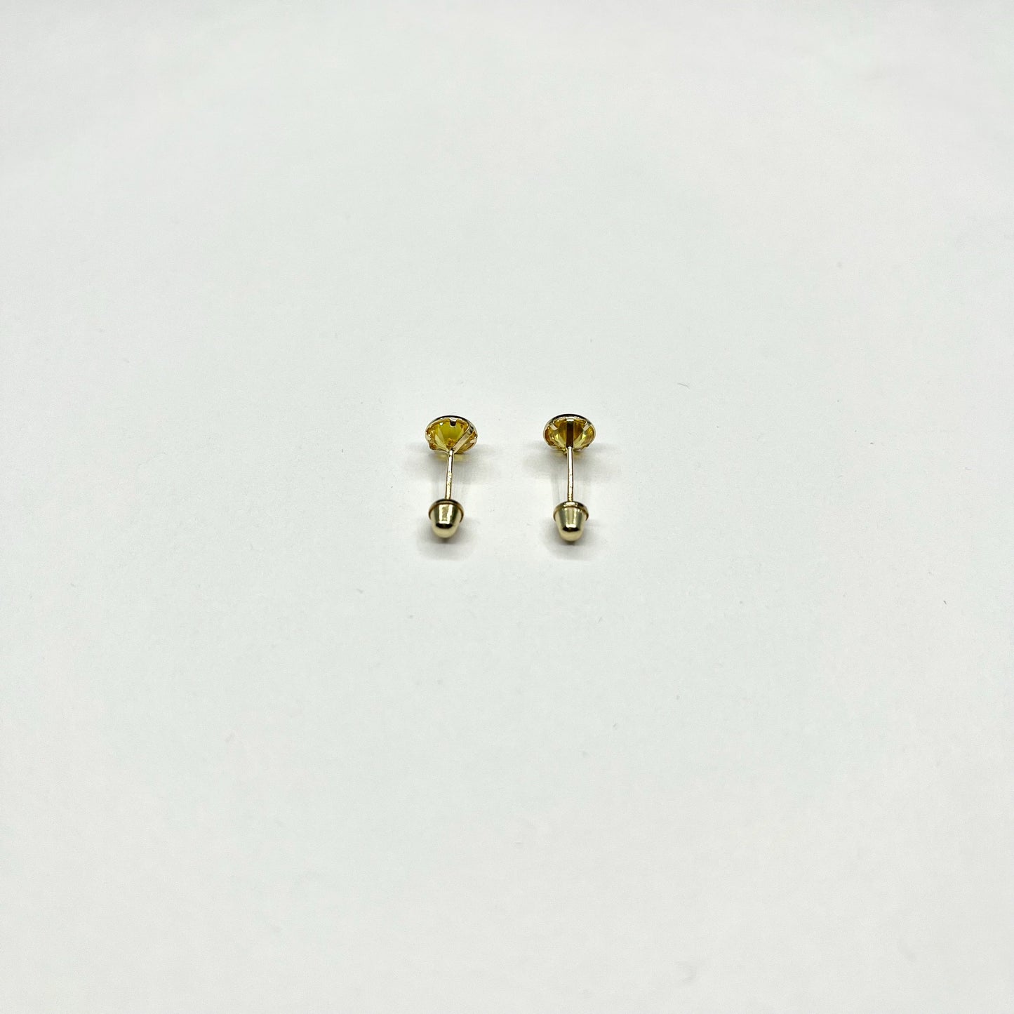 14KY 4mm Round CZ Solitaire DC Screw Back Stud Earrings (NOV)