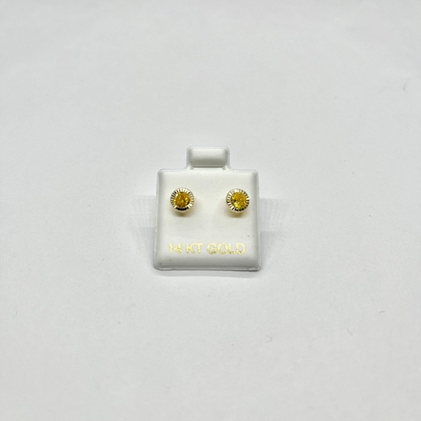 14KY 4mm Round CZ Solitaire DC Screw Back Stud Earrings (NOV)