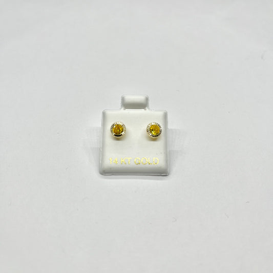 14KY 4mm Round CZ Solitaire DC Screw Back Stud Earrings (NOV)
