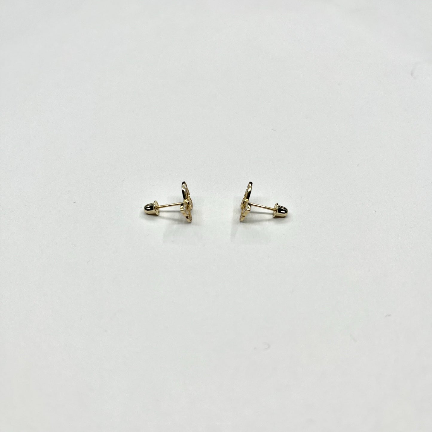 14K Gold CZ Butterfly Stud Earrings