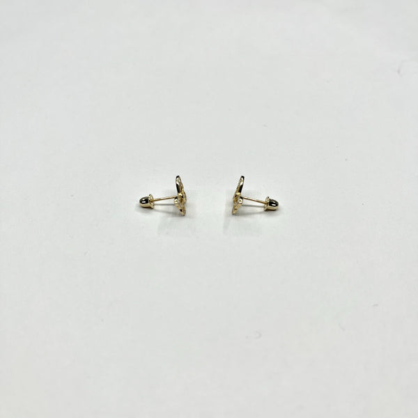 14K Gold CZ Butterfly Stud Earrings