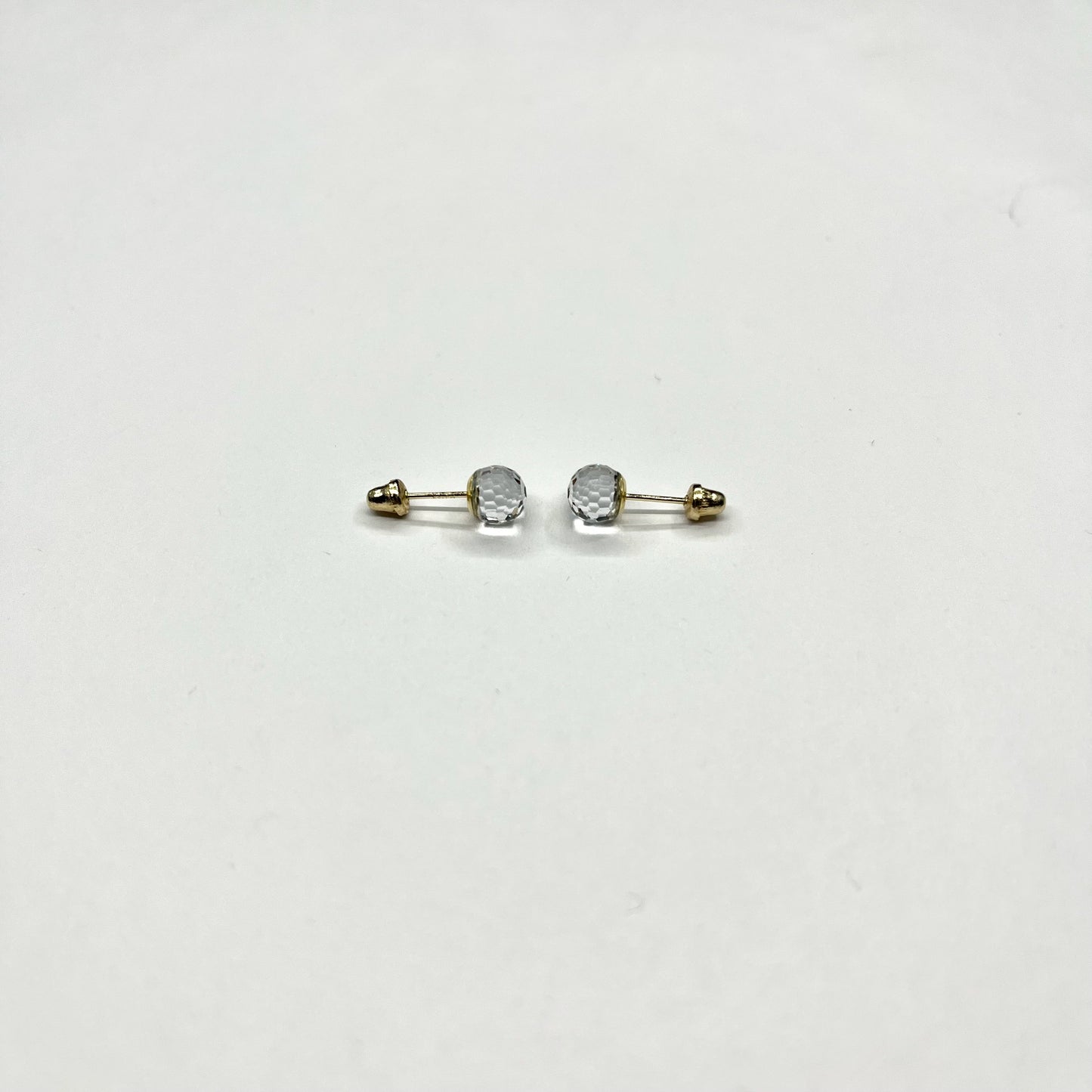 14KY Rainbow Round CZ Stud Earrings with Screw Back