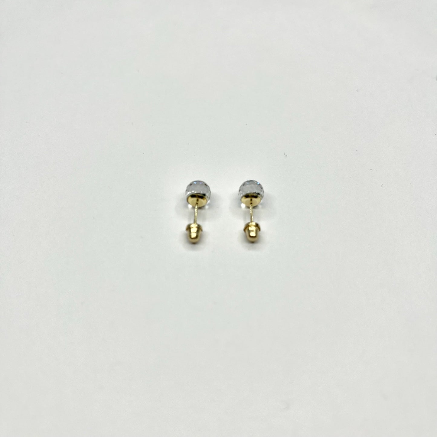 14KY Rainbow Round CZ Stud Earrings with Screw Back