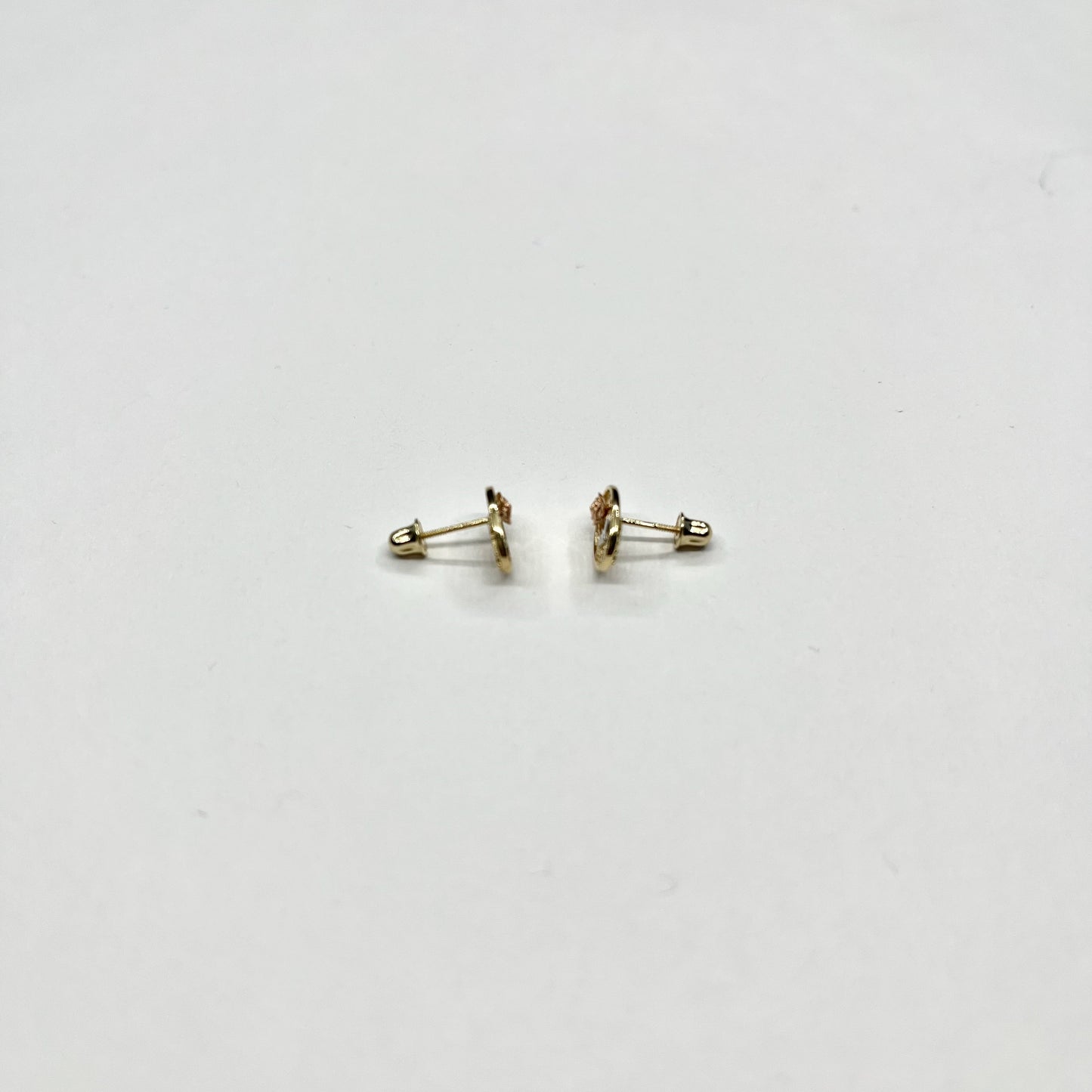 14K 3C CZ Rose Stud Earrings