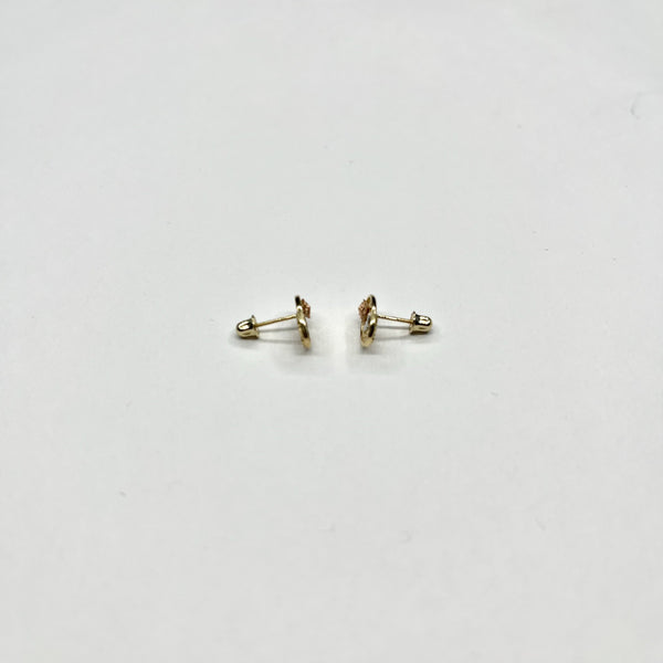 14K 3C CZ Rose Stud Earrings