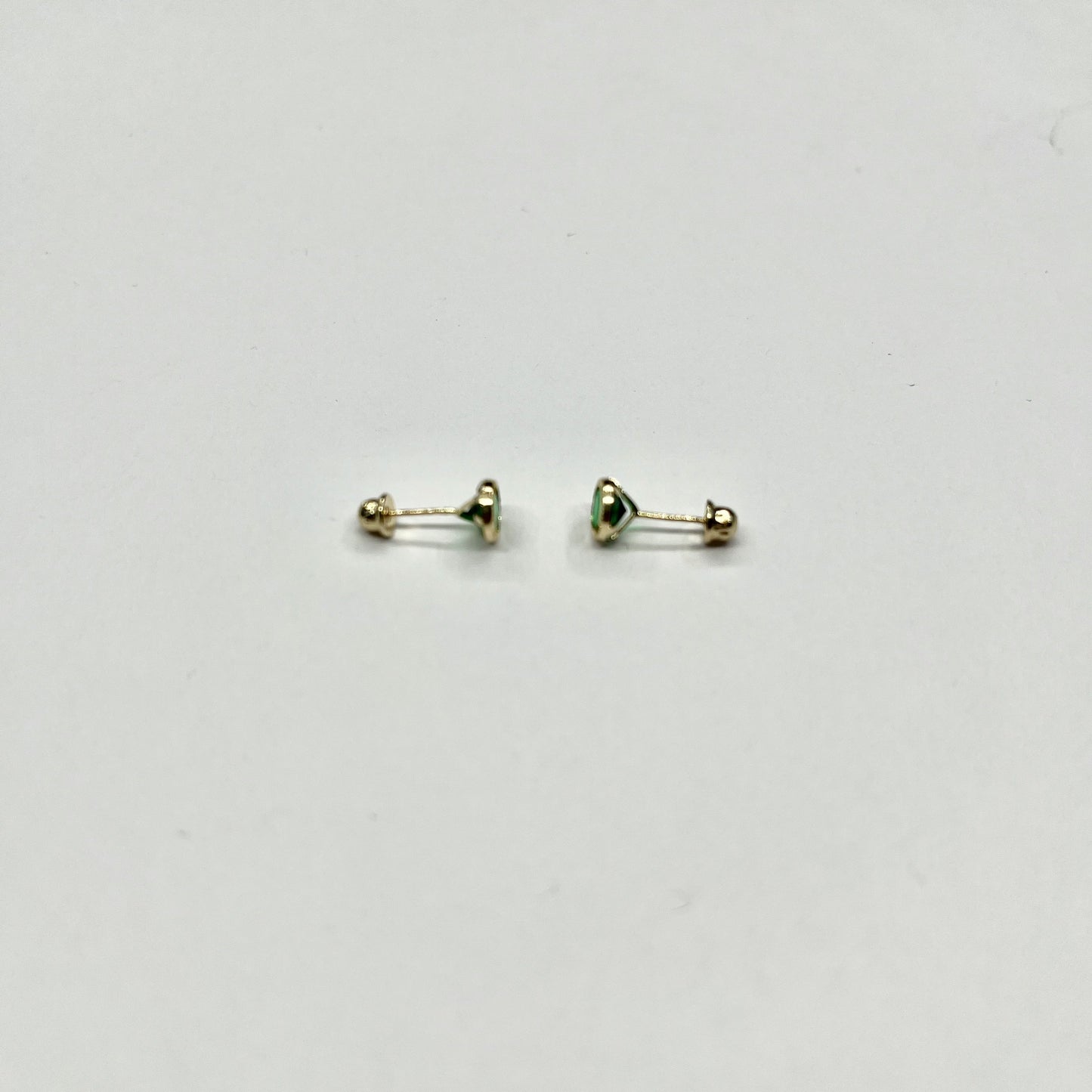 14KY 4mm Round CZ Solitaire DC Screw Back Stud Earrings (MAY)