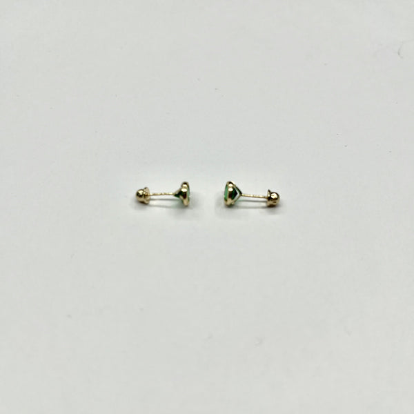 14KY 4mm Round CZ Solitaire DC Screw Back Stud Earrings (MAY)