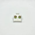 14K Yellow Gold Square Rainbow CZ Stud Earrings with Screw Back