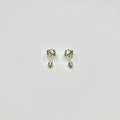 14K Yellow Gold Square Rainbow CZ Stud Earrings with Screw Back
