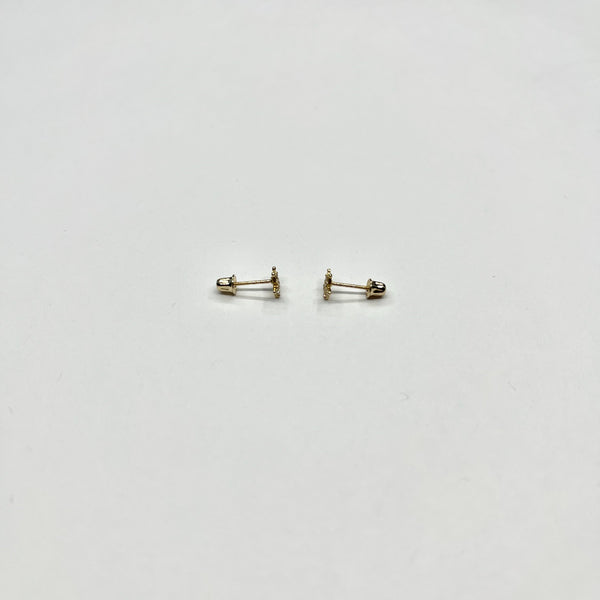 14K Gold CZ Mini Crown Stud Earrings
