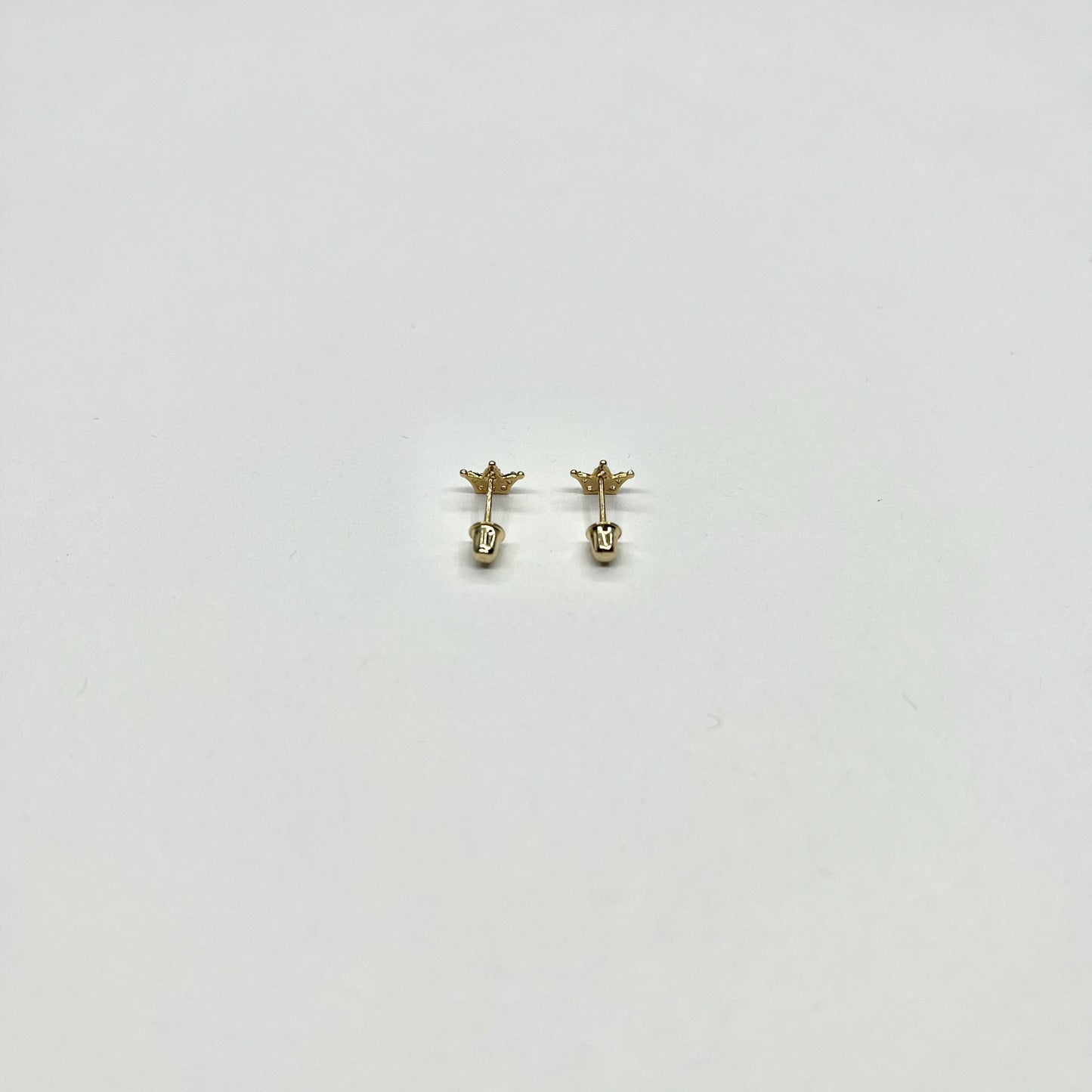 14K Gold CZ Mini Crown Stud Earrings