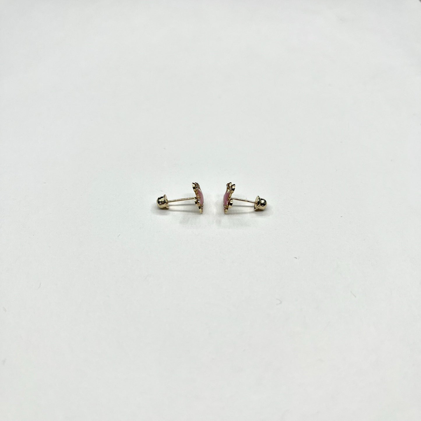 Princess Pink Crown Studs – 14K Gold with Enamel & CZ