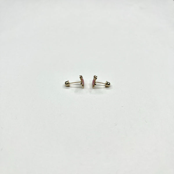 Princess Pink Crown Studs – 14K Gold with Enamel & CZ