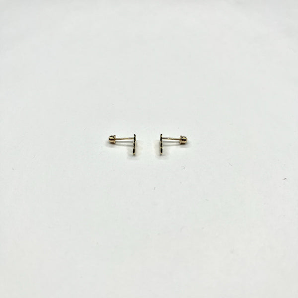 14K Gold 3 Hearts Stud Earrings