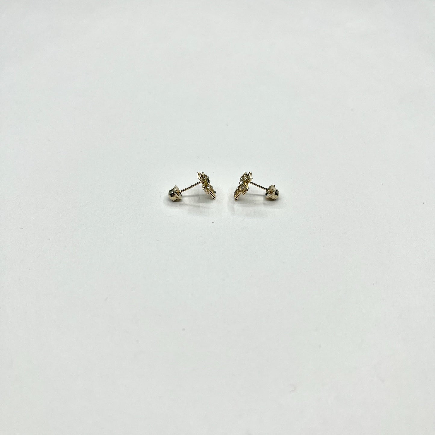 14K Gold CZ Thick Cross Stud Earrings
