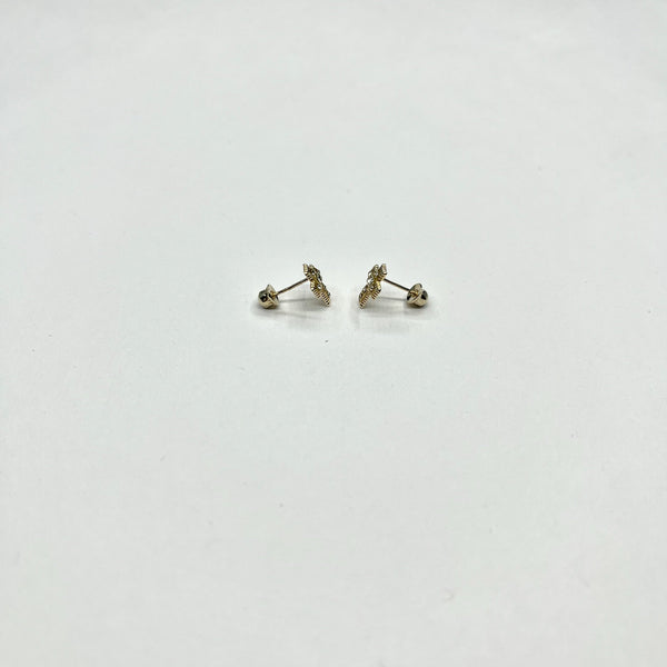 14K Gold CZ Thick Cross Stud Earrings
