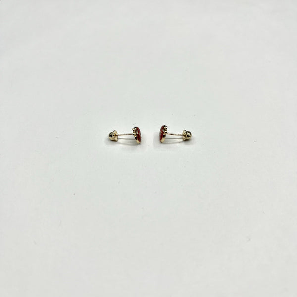 14K Gold CZ Lady Bug Stud Earrings