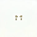 14K Yellow Gold CZ Cross Stud Earrings with Screw Back