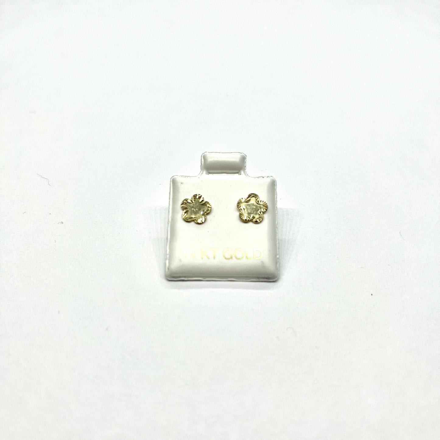 14K Gold Diamond-Cut Flower Stud Earrings