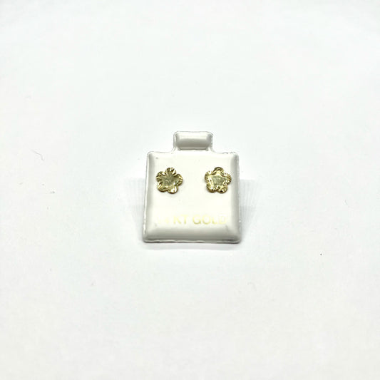 14K Gold Diamond-Cut Flower Stud Earrings