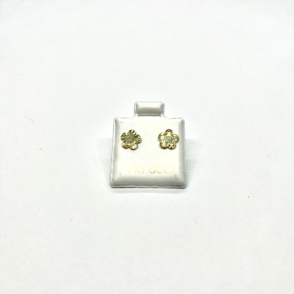 14K Gold Diamond-Cut Flower Stud Earrings
